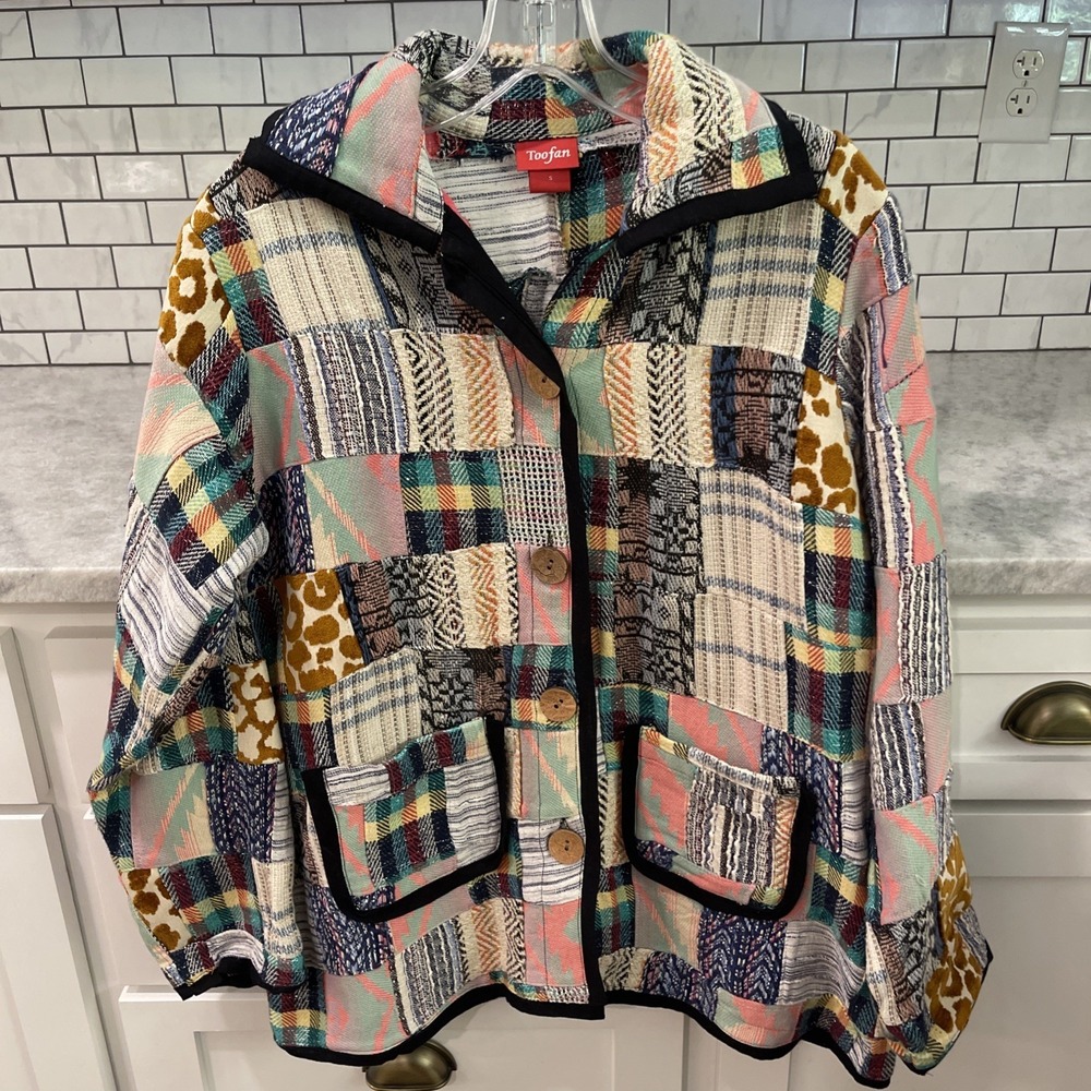 Vintage Toofan Patchwork Jacket Womens‎ Small Multimedia Artsy Bohemian Hippie